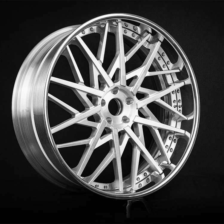 鏡面ポリッシュリップ付き鍛造3ピースホイール