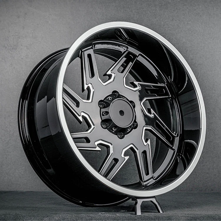 ポリッシュリップ付きグロスブラックオフロード鍛造ホイール